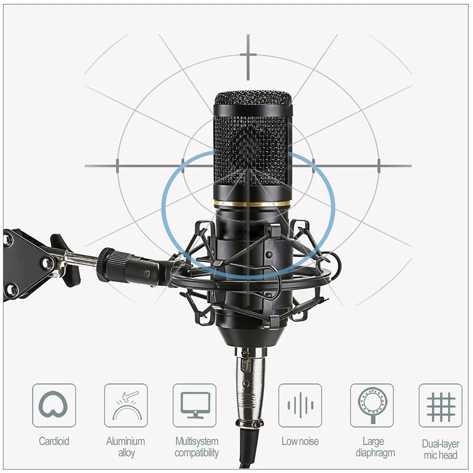 Generic Pack Microphone Pro À Condensateur USB Avec Bras de