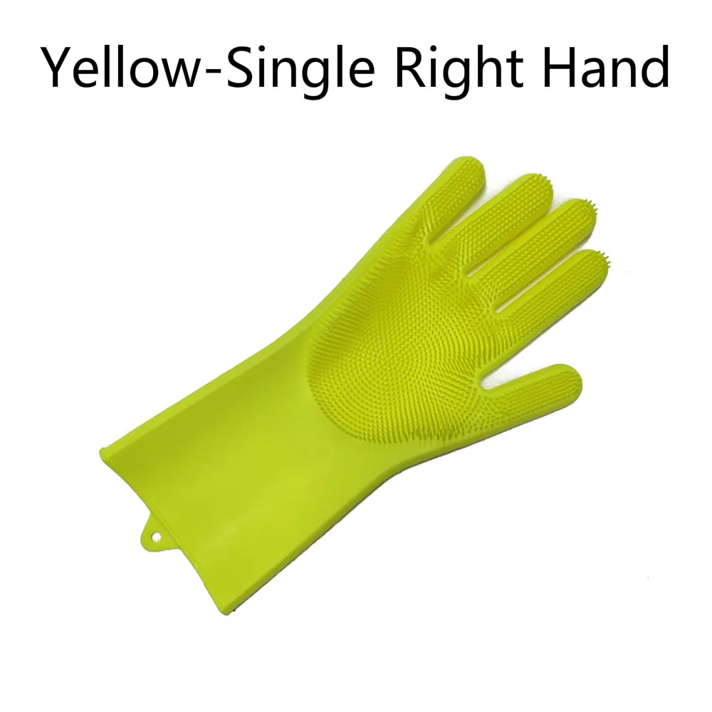 Yellow-Right Hand Один силиконовый Мочалка для посуды, кухонный чистящий посудомоечный коврик для собак, перчатки для мытья автомобиля, аксессуары для еды, перчатки для мытья - Цвет: Yellow-Right Hand
