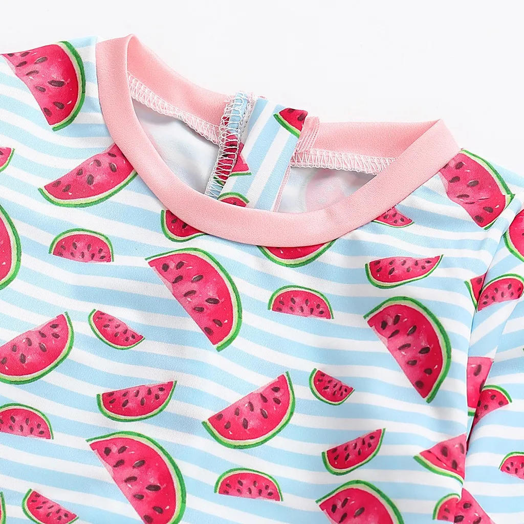 Swimsuit for girls Kids Girls Long Sleeve Bikini Bat One Piece Swimsuit Beach Watermelon Print One Piece Swimsuit L1205