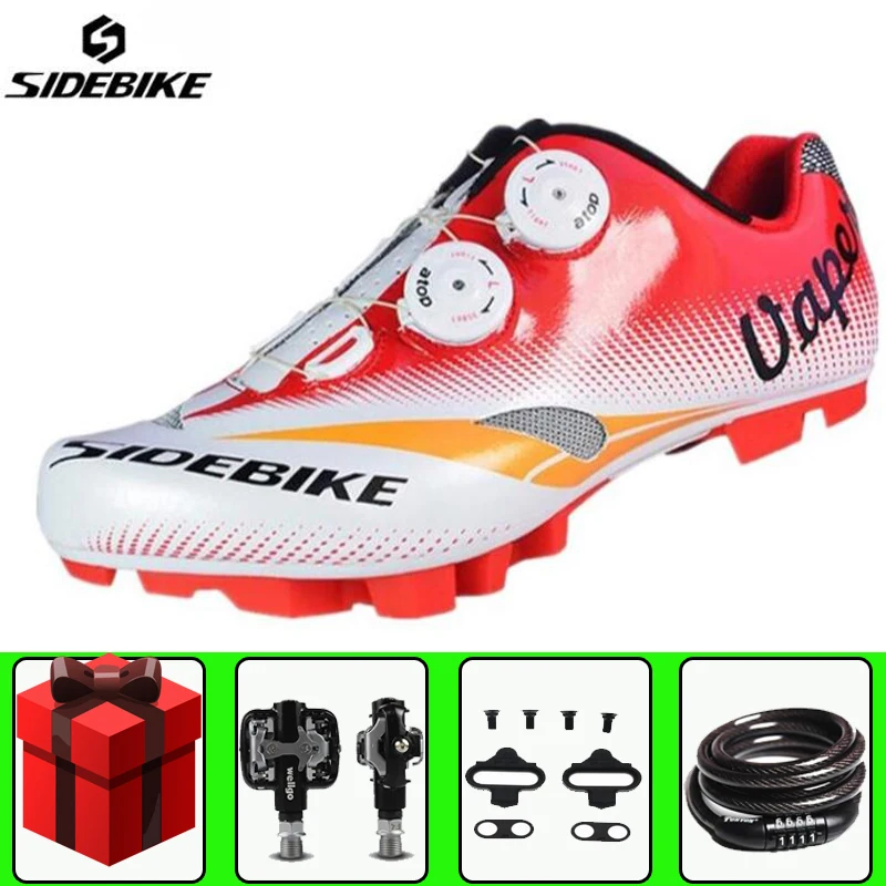 red add all SIDEBIKE велосипедная обувь для мужчин, набор педалей, Sapatilha Ciclismo, mtb, горный велосипед, chaussure vtt, женские велосипедные гоночные кроссовки - Цвет: red add all