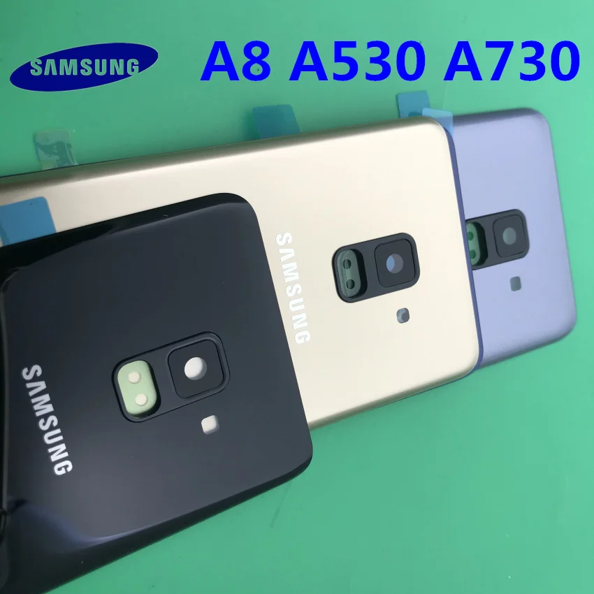 Передний экран стекло объектив для samsung Galaxy A8 A8plus A530 A730 задняя крышка батарейного отсека задняя крышка корпус с клеем