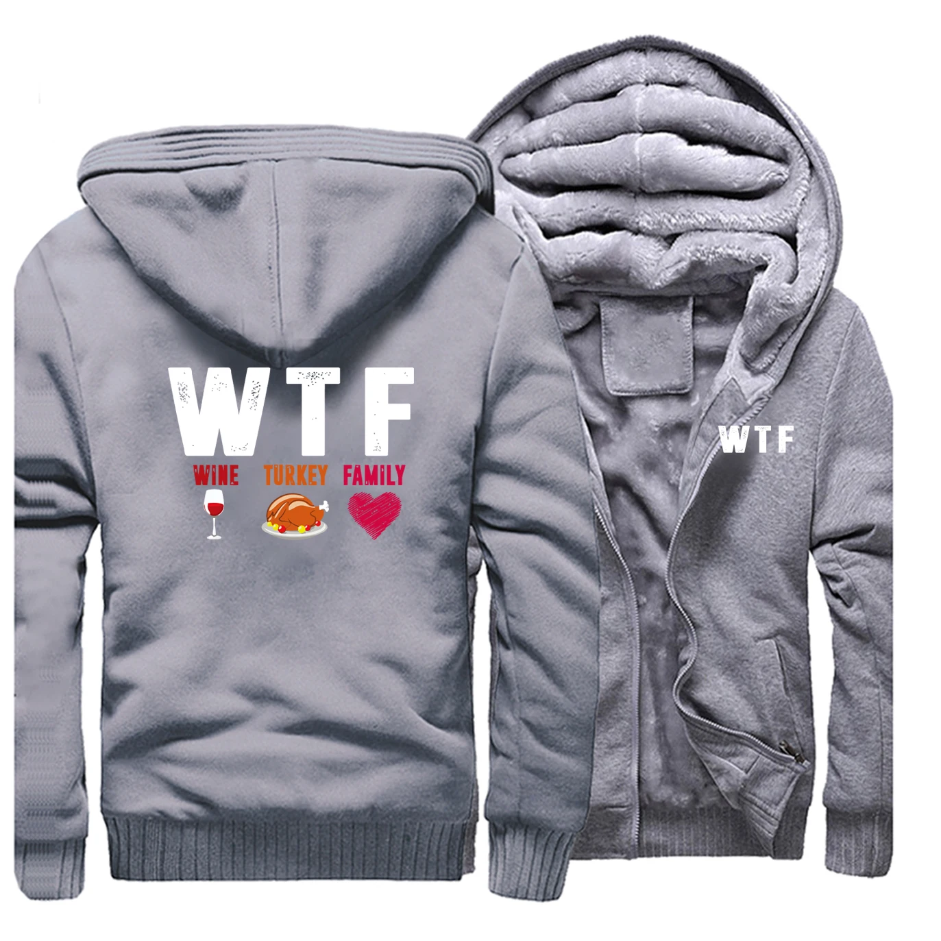 WTF/толстовки с капюшоном из плотного флиса для всей семьи с изображением индейки; теплая зимняя мужская куртка на День Благодарения; мужская верхняя одежда с капюшоном; модное пальто