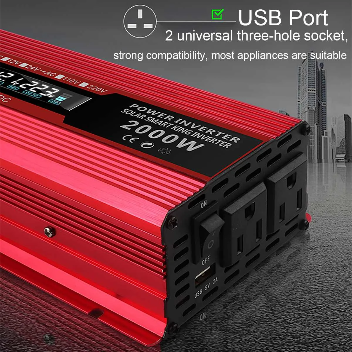 2000W AC 12/24V To 220/110V Car Inverter Modified Sine Wave Power Inverter Car Charger Converter Adapter With Cigarette Lighter