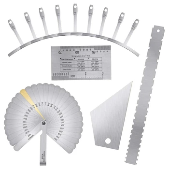 

Luthier Measuring Tools Set Include Guitar Neck Notched Straight Edge Fret Rocker String Height Gauge Understring Radius Gauge S