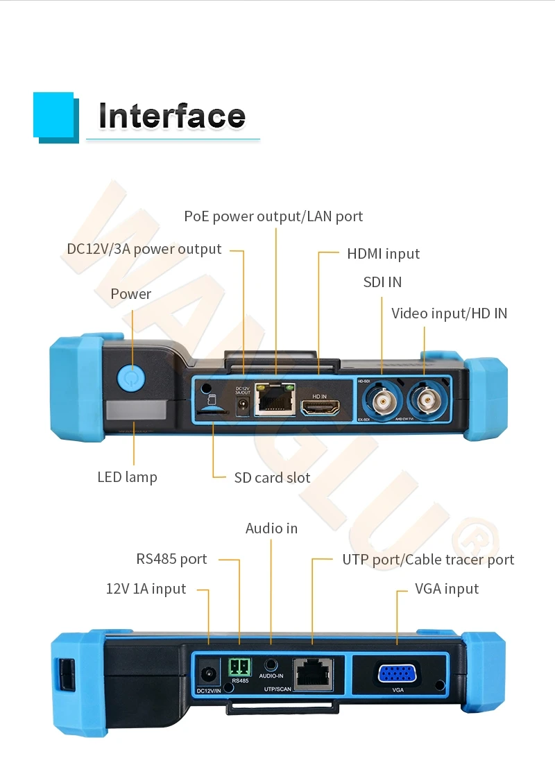 Testeur vidéo multistandart CVBS, CVI, TVI, AHD, SDI, IP, PTZ, HDMI, POE,  FO, WIFI - Super Viser