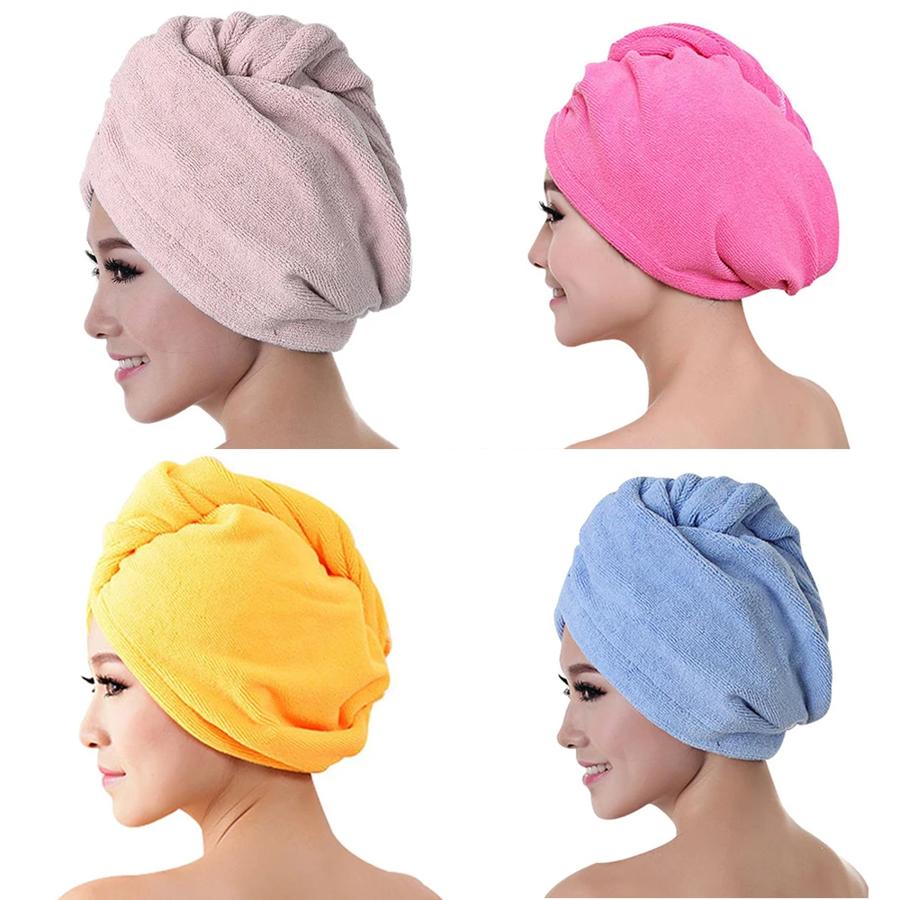 Microfiber Bath Towel Hair Fast Dry Quick Drying Lady Bath Towel Soft Shower Cap Hat For Lady Man Turban Head Wrap Bathing Tools