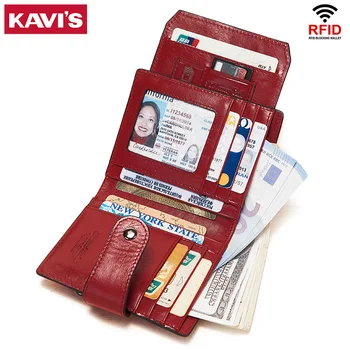 

KAVIS Fashion Wallet 2020 Women Wallet Genuine Leather Female Small Purses Money Handbag Card Holders Pocket Vallet for Girls