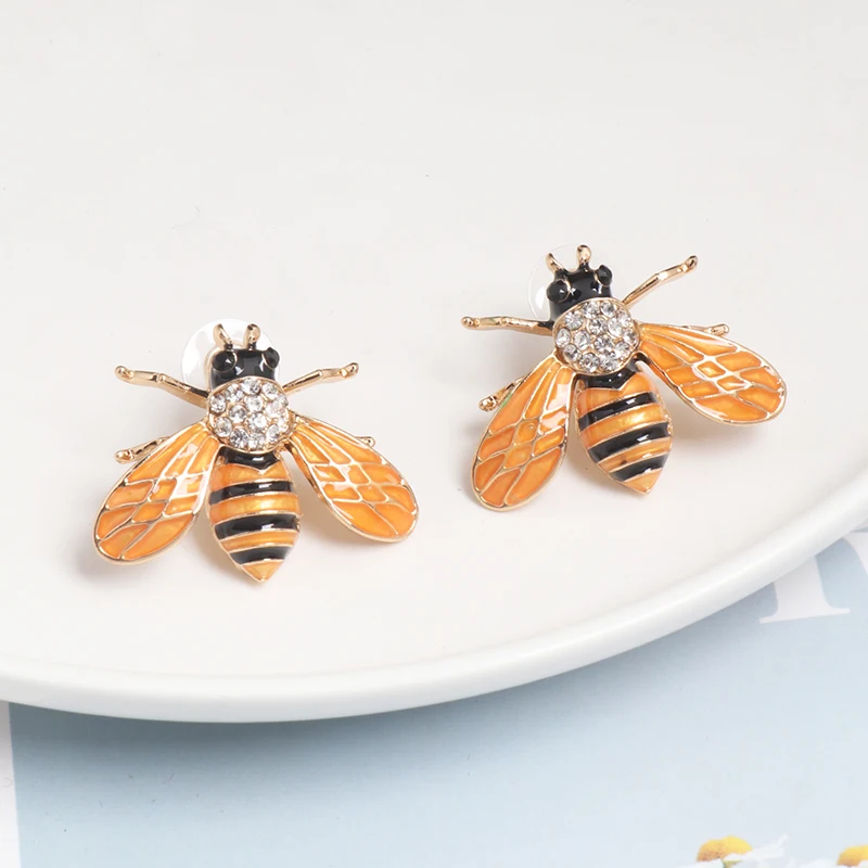 Jujia бренд Винтаж Гипербола животных металлические серьги гвоздики богемные серьги в виде пчел модные серьги-капельки с кристаллом