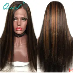Выделите Цвет Синтетические волосы на кружеве человеческих волос парики с детскими волосами прямые боковая часть 130% 150% 13x4/13x6 Волосы remy