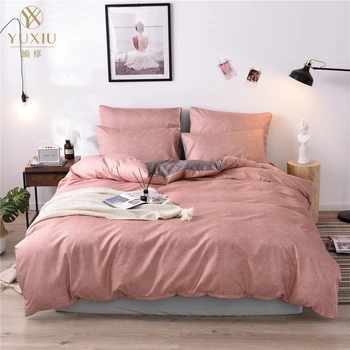 

Bedding Set Pure Grid Grey Blue Pink Black Bed Linens Simple Duvet Cover Sets 3Pcs King Queen Single Twin Full Quilt Covers