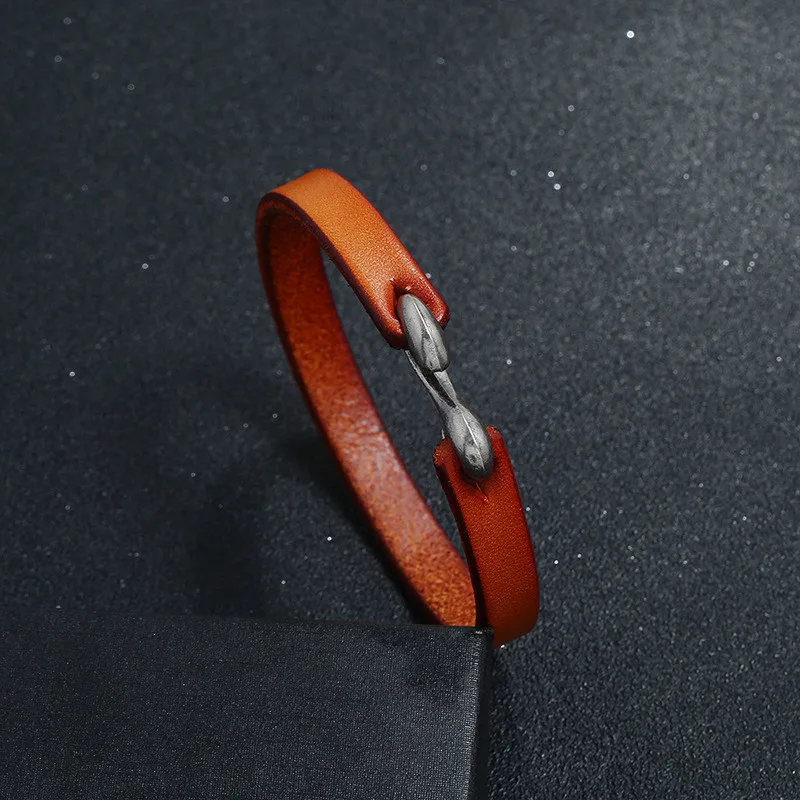 ZORCVENS Men Women Genuine Leather Bangle Retro Cuff Bracelet Classic Hooks Wristband Jewelry Gifts