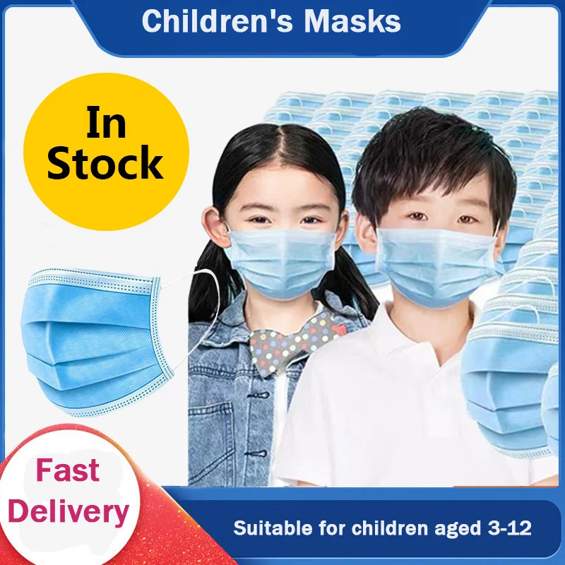 

50pcs Disposable Children Mask Disease Prevention Mask Dust Proof Masks Filtration Bacteria Proof Face Mouth Protective Masks