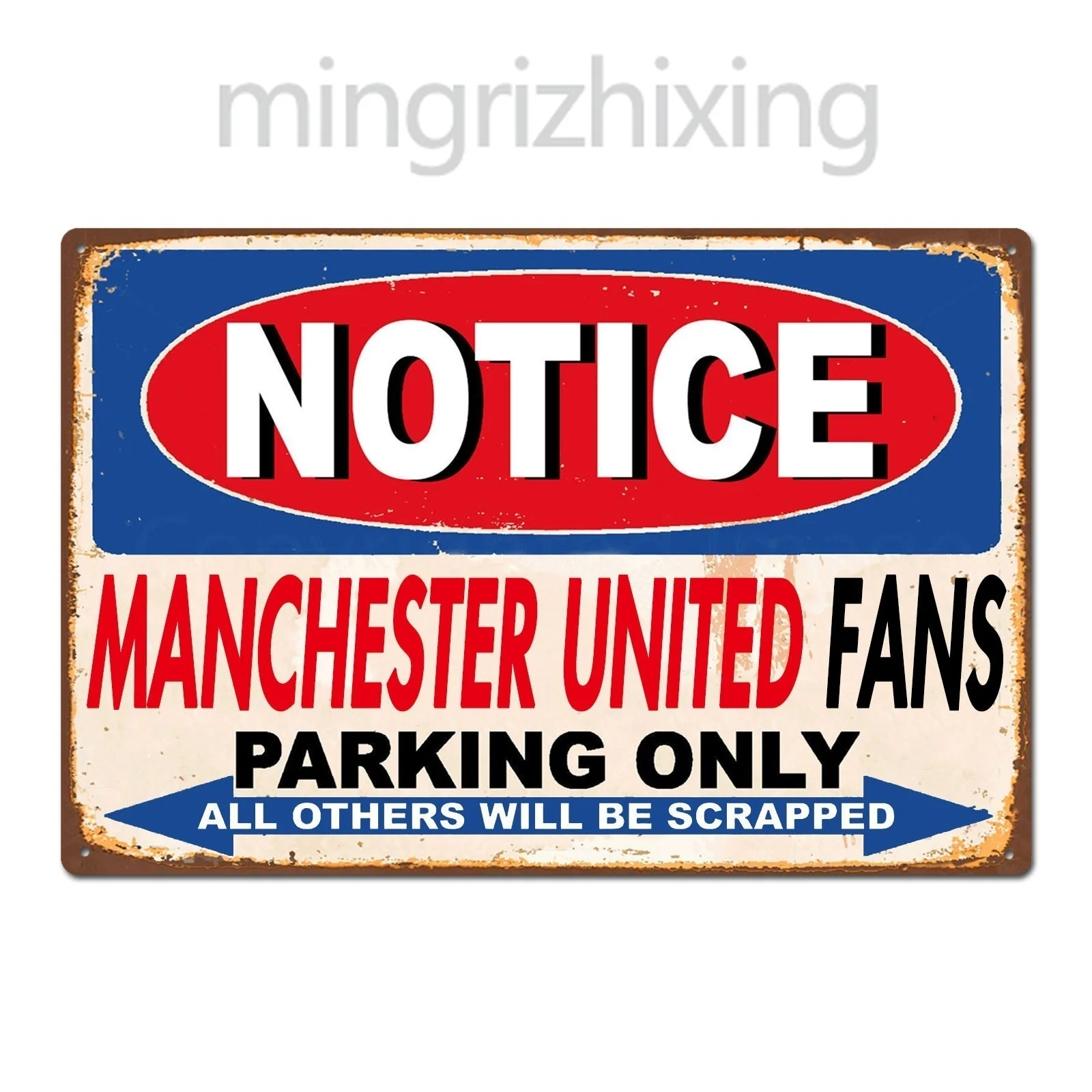 Забавный Манчестер United фанаты парковка только винтажный Ретро автомобиль GarageTin