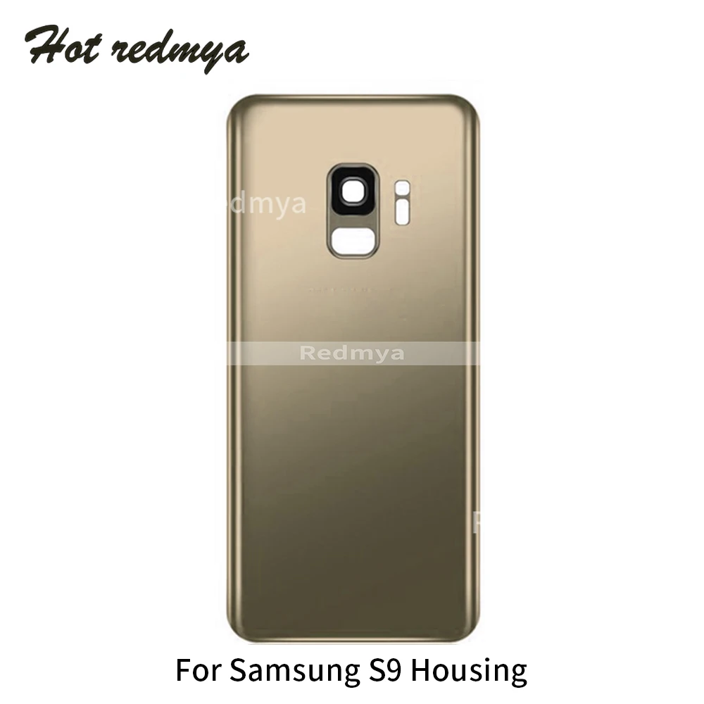 10 шт. Корпус для SAMSUNG Galaxy S9 G960 G960F сзади Батарея Дверь чехол Задняя Стекло+ Камера Стекло рамка объектива+ Стикеры - Цвет: S9 Gold