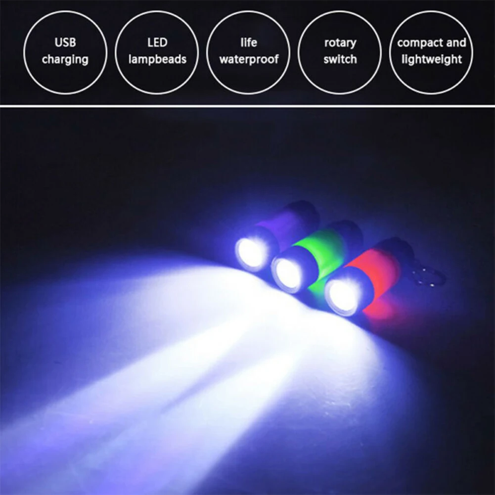 Mini Waterproof USB Rechargeable LED Flashlight Lamp Pocket Keychain Torch Light Support for Mircro charging hunting lam