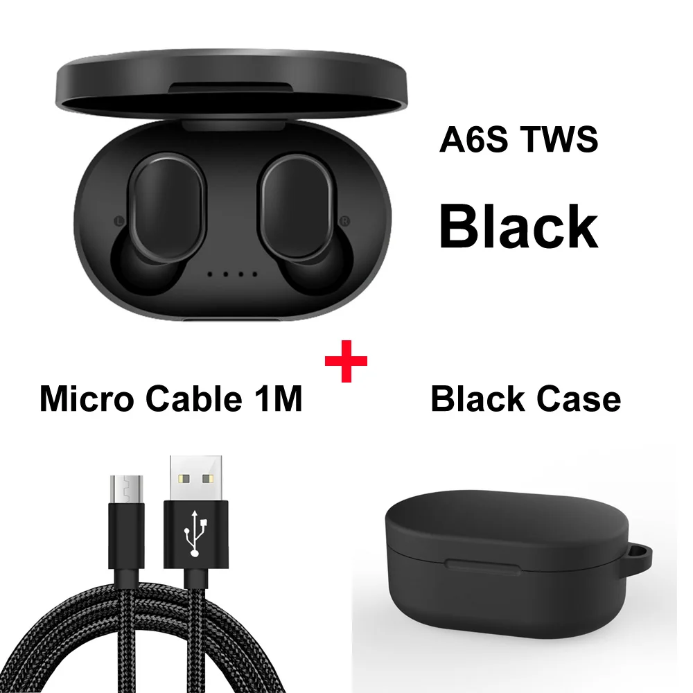 Add black case Bluetooth наушники для Xiaomi Redmi Airdots беспроводные наушники Handsfree шумоподавление наушники с микрофоном для iPhone samsung - Цвет: Add black case