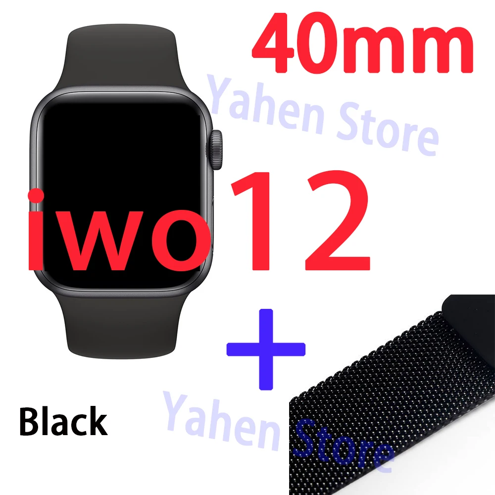 iwo12 black-40mm Iwo 12& iwo 11 с миланскими петлями ремни для дропшиппинг - Цвет: iwo12 black-40mm