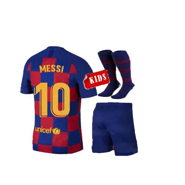 19, 20 Детский комплект, Barcaed Jersey soccer La Liga, детский костюм+ носки, MESSI GRIEZMANN F. DE JONG COUTINHO, barelonaea, Детская рубашка - Цвет: kids