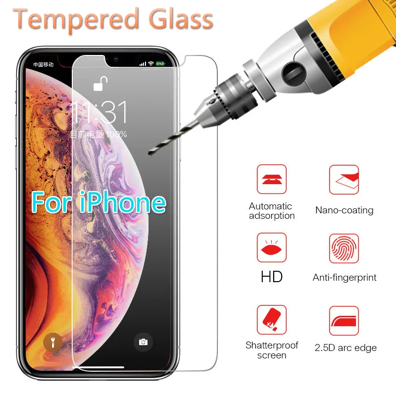 

9H Tempered Glass For iPhone XS Max XR X 5c 5s 5se 4 4s Tough Protection Screen Protector Guard Film For iPhone X 10 6s 7 8 plus