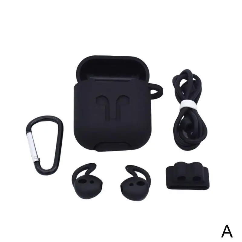 A Мини Мягкий силиконовый чехол для Airpods ударопрочный ультра гарнитура тонкая беспроводная анти-потеря набор веревка для хранения гарнитура Bluetooth N8F5 - Цвет: A