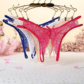 

Hot Sexy T-Back Women's Transparent Temptation Low Waist Lace Breathable Open T-Shaped Panties Large Size Japanese Underwear
