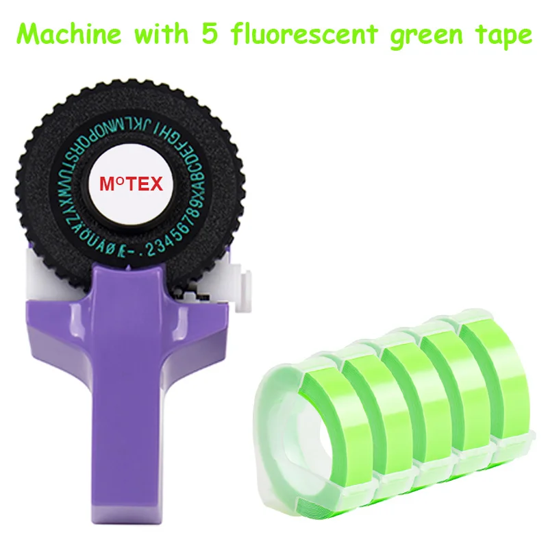 Фиолетовый цвет MoTex E101 принтер мини DIY Ручная Совместимость для dymo 3D тиснение ручная лента ручная машинка надпись машина - Цвет: machine with 5 tape