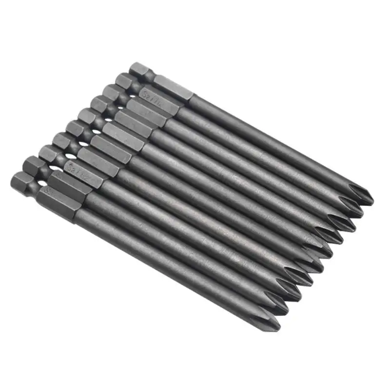 

10pcs/set 100mm Alloy Steel S2 Slotted Cross Screwdriver Bits Batches PH2 Cross Batch Magnetic Screwdriver Bits