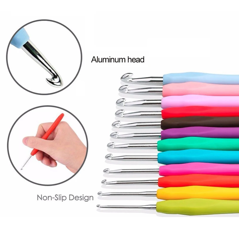 KOKNIT Colorful 12 PCS Crochet Hooks Soft Handle Ergonomic Knitting Needles  Hooks Mixed 2.0-8.0mm DIY Weaving Tool Kit With Case - AliExpress