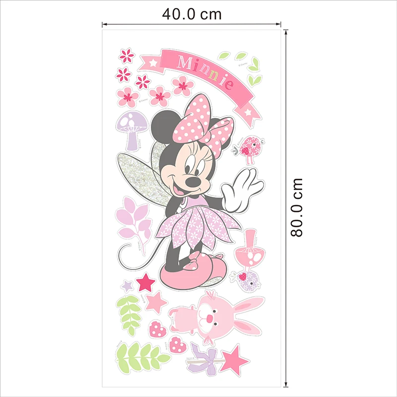 Disney Minnie Mouse Wall Stickers For Kids Baby Girls Rooms Nursery Home Decor Vinyl Cartoon Wall Decal Diy Mural Art Decoration