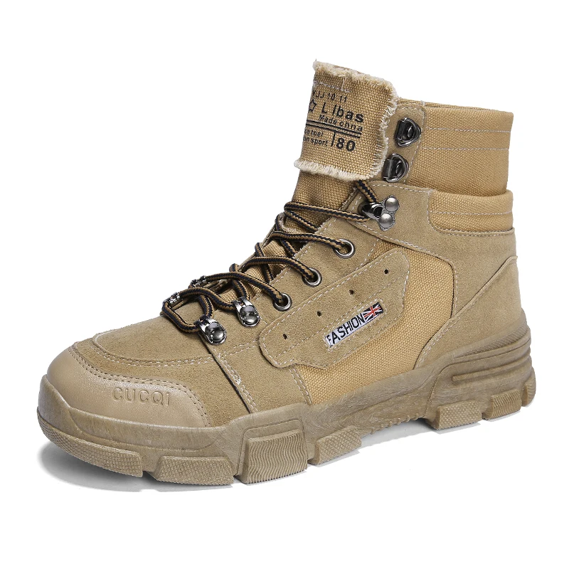 Sand color 2800-43 Новые мужские ботинки ботильоны резиновые военные Полусапоги мужские кроссовки мужская повседневная обувь уличные рабочие защитные ботинки chaussure homme - Цвет: Sand color 2800-43