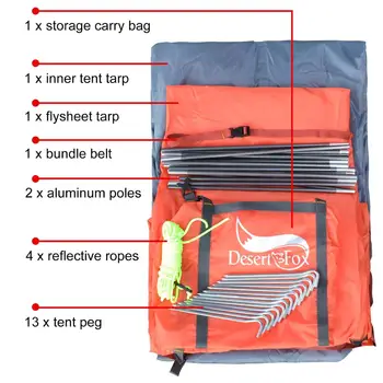 Desert&Fox Backpacking Camping Tent, Lightweight 1-3 Person Tent Double Layer Waterproof Portable Aluminum Poles Travel Tents 5