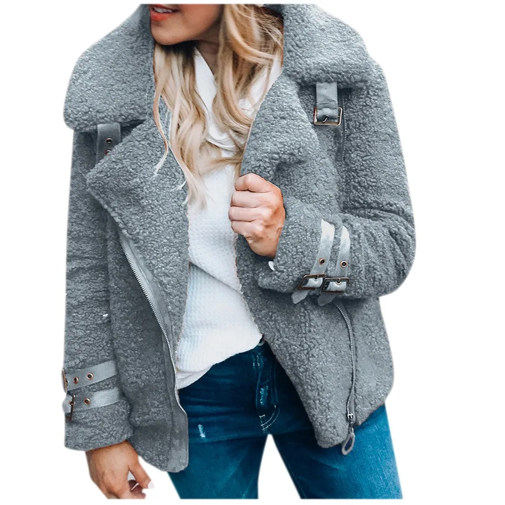 Jaycosin Fashion Women Casual Fleece Winter Warm Jacket Coat Stylish Long Sleeve Comfortable Soft Short Overcoat Outercoat 26#4