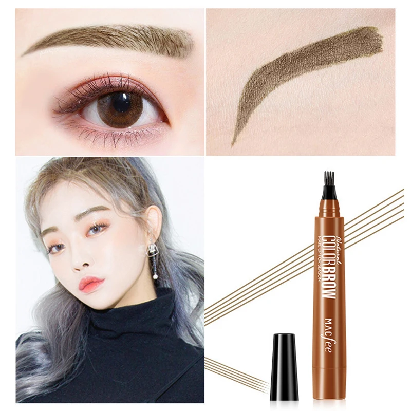 1pc Waterproof Fork Tip Eye Brow Pencil Long Lasting Fine Sketch Liquid Eyebrow Tattoo Pencil Pro Microblading Eyebrow Pen