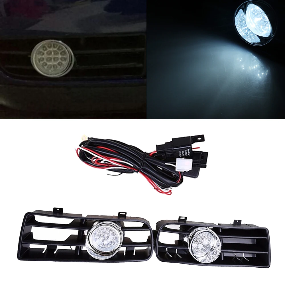 Front Bumper Grille Fog Light White LED Lamp 1 Pair For Golf Mk4 1999-2004 to get styles and features