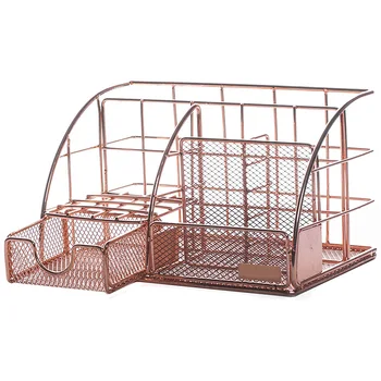 

Rose Gold Ladies Desktop Storage Box, Multi-Purpose Desktop Storage Box, with Pen Holder, Paper Storage Box and Desk Drawer Stor