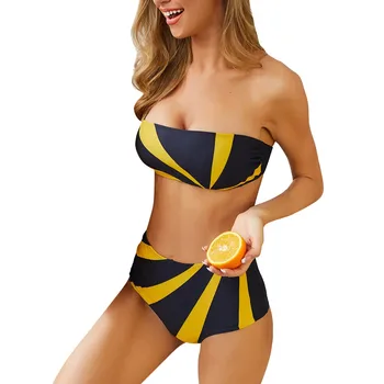 

Sexy Bikini Two Piece Women Swimming Suit High Waist Brazilian Bikinis Set Patchwork Bandeau Swimsuit Swimwear Swim Biquini Hot