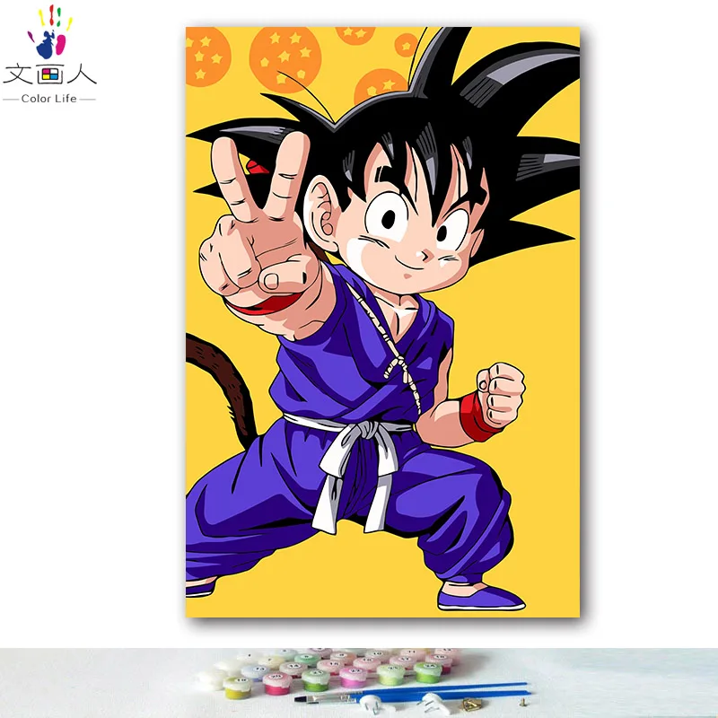 DIY картинки для раскраски по номерам с цветами DRAGON BALL Junior Sun Wukong картина для рисования по номерам в рамке - Цвет: 0394