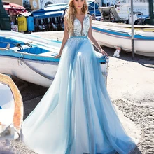 Голубое свадебное платье Пляжное 2020 Robe de Mariee Boheme сексуальное