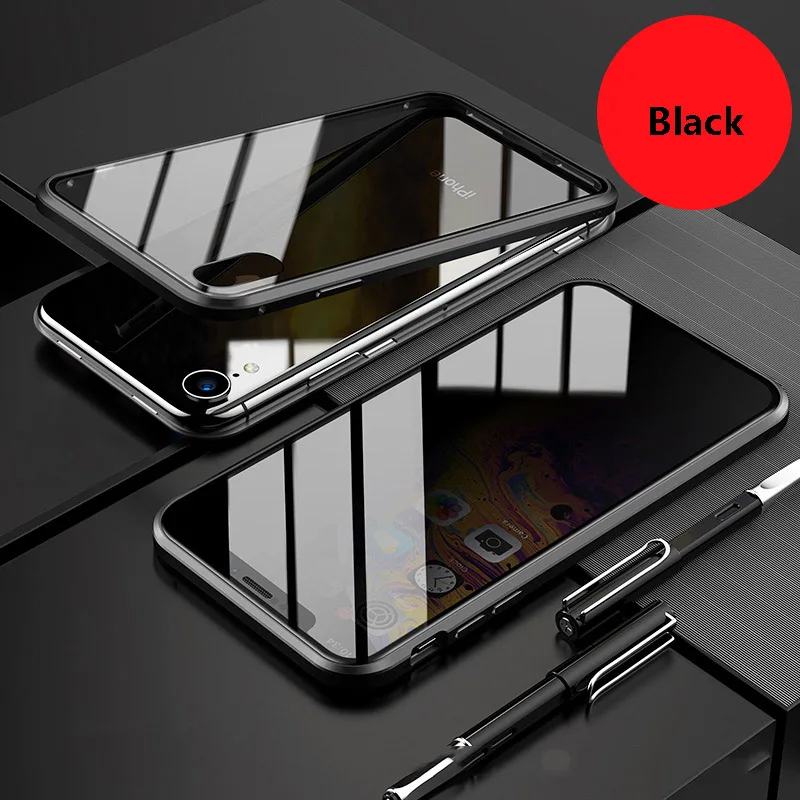 Магнитный чехол для iPhone 11 Pro Max Xs Xr X 8 7 6s 6 Plus, Магнитный чехол - Цвет: Black