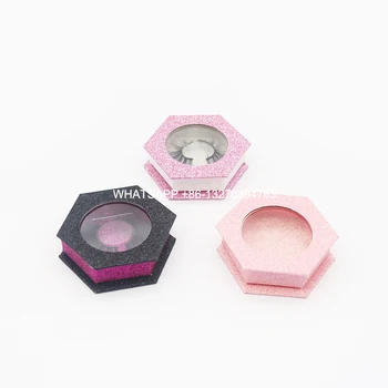 

New Hexagon Lash Case With Tray Custom Lashbox Packaging With Logo Baby Pink Mink Eyelash Cases 3 Colors Wholesale Lash Box