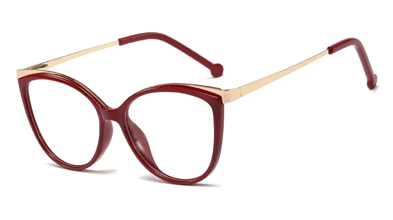 red with clear Peekaboo tr90, кошачий глаз, очки для женщин, модные прозрачные линзы, женские очки, оптическая оправа, половина металла, черный, прозрачный - Цвет оправы: red with clear