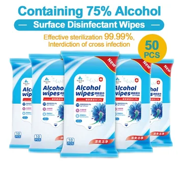

50pcs Alcohol Disinfect Wipes Super Soft alcohol wipe Antiseptic Pads Sterilization First Aid Cleaning Large Wet Wipes