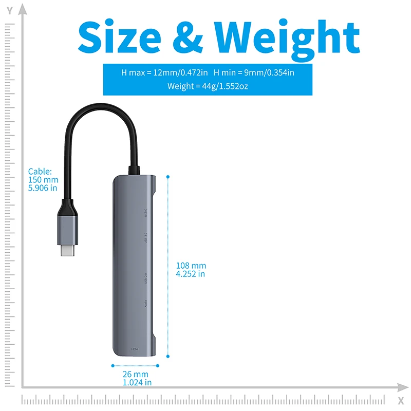 USB C HUB 5Port USB 3 1 Type C Adapter to USB3 0 HDMI 4K 3 5MM Headphone USB C PD Type C HUB