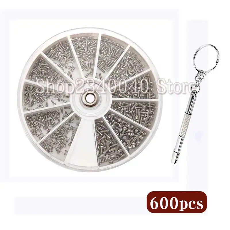 600Pcs Eyeglass Repair Kit M1-M1.6 Micro Screws and Screwdriver for Glasses,Sunglasses,Clock,Watches Electronics Computer Repair