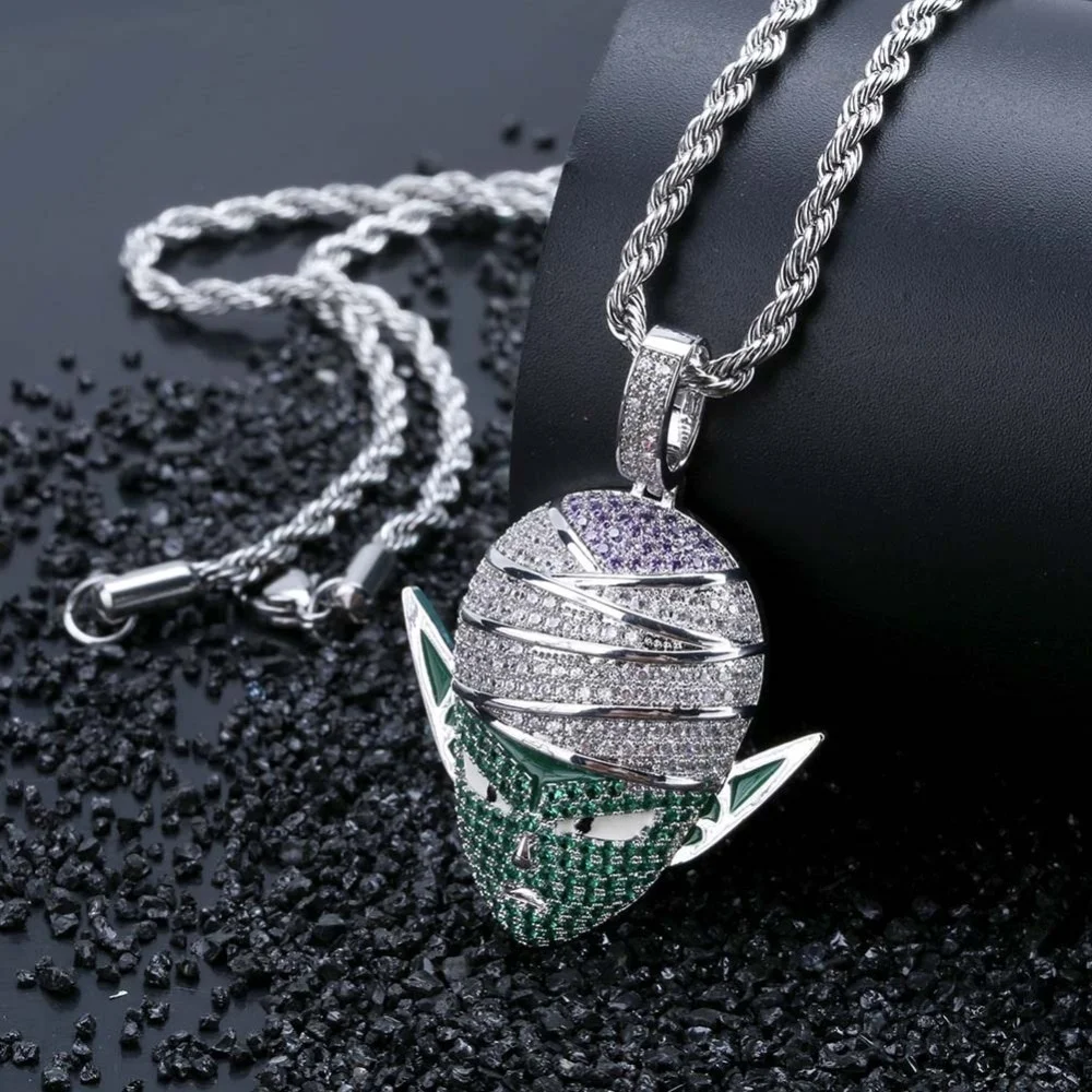 

FDLK Hip Hop Jewelry Dragon Ball Iced Out Chain Anime Piccolo Pendant Cubic Zircon Personalized Necklace for Men's Women's Gift