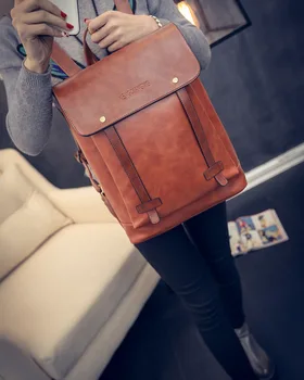 

Retro British Men Backpack Female Handbag Artificial Leather Casual College Students School Bags