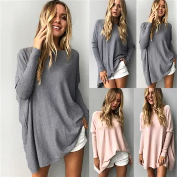 

Autumn Winter Fashion Women Oversized Sweater Long Batwing Sleeve Pullover Tunic Shirts Casual Loose Plus Size 3XL Blouses S370