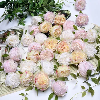 

5 PCS/lot artificial silk peony flower head high quality wedding decoration DIY luxury peony fake flower Flower wall accessories