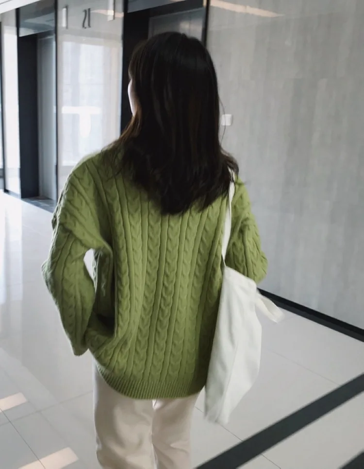 Neploe Autumn Solid Bottom Knit Student Sweater O Neck Cross Twist Pullovers Simple Wild Thick Pull Femme Hiver 45872