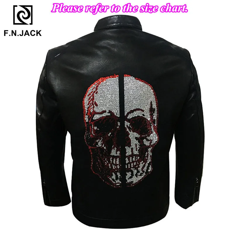 F.N.JACK кожаная мужская куртка с черепом из искусственной кожи зимняя Chaqueta De Cuero Para